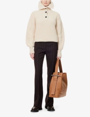 MCQUEEN: Ribbed Funnel-Neck Wool and Cashmere-Blend Jumper