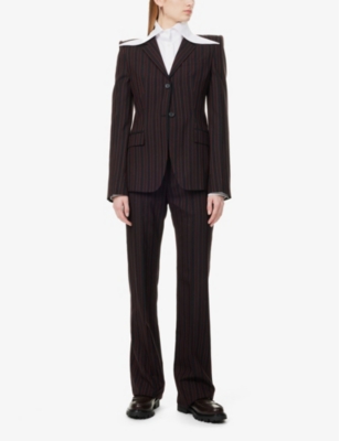 MCQUEEN: Striped Two-Slip-Pockets Straight-Leg Mid-Rise Wool Trousers