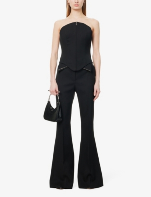 MCQUEEN: Boned Curved-Neckline wool Corset