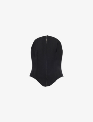 MCQUEEN: Boned Curved-Neckline wool Corset