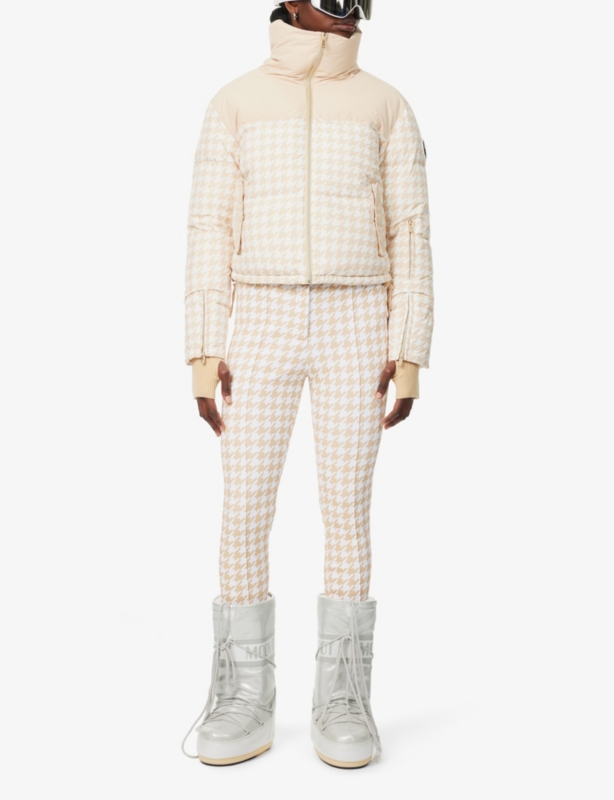 Cropped houndstooth-print relaxed-fit woven jacket
