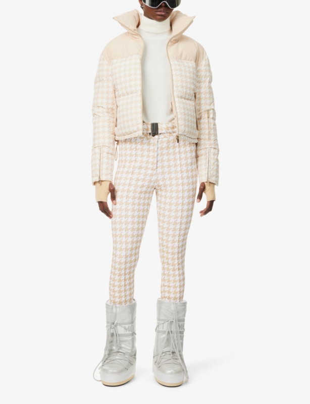 Slalom houndstooth-print straight-leg high-rise stretch-woven ski trousers