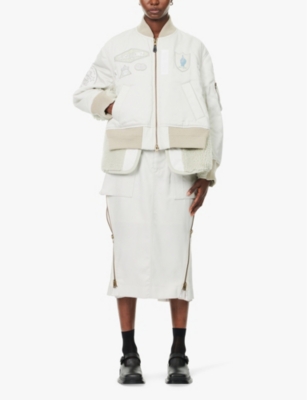 SACAI: Multi-patch fleece-panel twill jacket