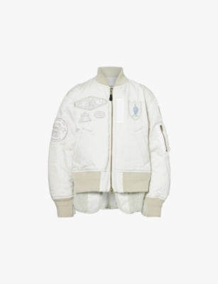 SACAI: Multi-patch fleece-panel twill jacket