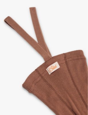 Silly Silas Retro Footless Ribbed Organic-cotton Knitted Tights 6 Months-3 Y In Granola