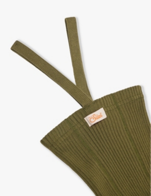 SILLY SILAS OLIVE HIPPY FOOTLESS RIBBED COTTON KNITTED TIGHTS 6 MONTHS-3 