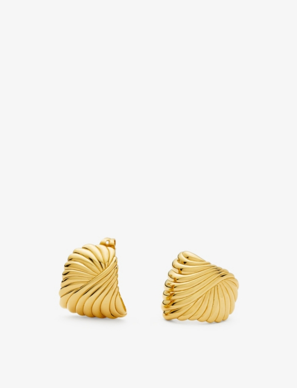 Ripple Stud recycled 18ct yellow-gold brass earrings