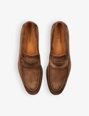 Magnanni Suede Diezma Penny Loafers In Brown