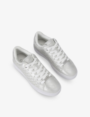 CARVELA WOMENS DAZE WEAVE LOGO-PLAQUE FAUX-LEATHER LOW-TOP TRAINERS SILVER EUR 36 / 3 UK 