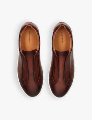 Magnanni Leather Laceless Sneakers In Brown