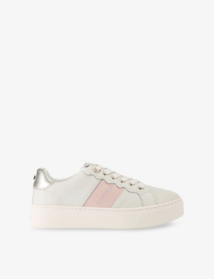 Shop Carvela Womens Castella Branded Leather Low-top Trainers White Eur 36 / 3 Uk