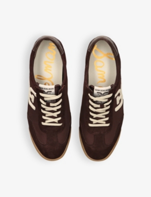 SAM EDELMAN: Ivey branded leather and suede low-top trainers