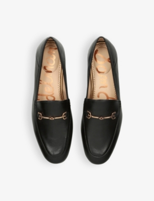 Shop Sam Edelman Womens Loraine Almond-toe Leather Loafers Blac In Black