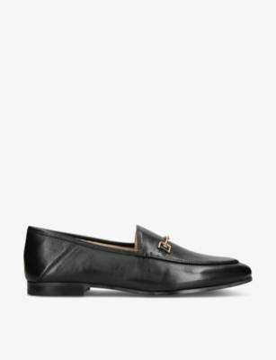 Shop Sam Edelman Womens Loraine Almond-toe Leather Loafers Blac In Black