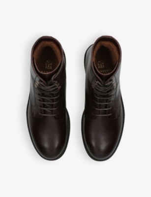 Brunello Cucinelli Man Ankle Boots Dark Brown Size 8.5 Leather In Brown