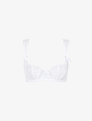 Agent Provocateur Womens White Rosia Bow-embroidered Underwired Woven Bra