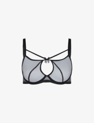 AGENT PROVOCATEUR: Buffie bow-embellished woven bra
