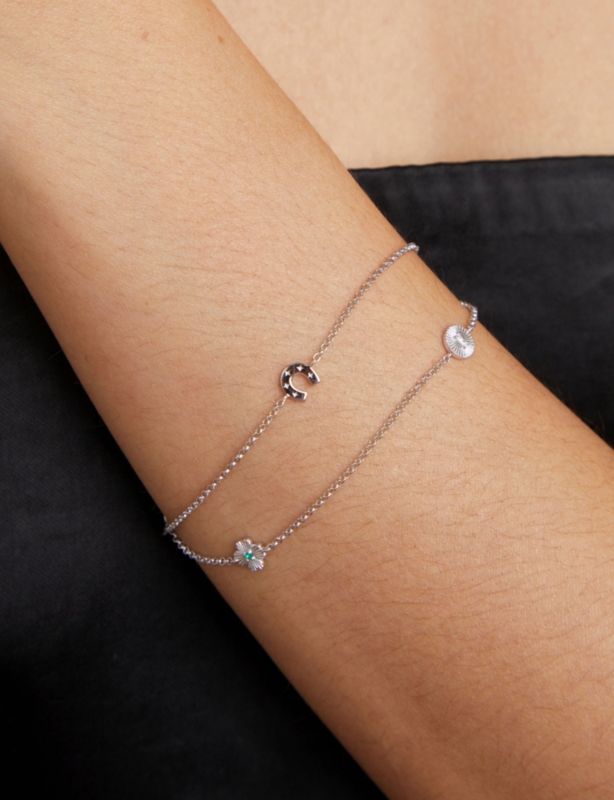 Lucky Charm Rhodium Plated Sterling-Silver Bracelet