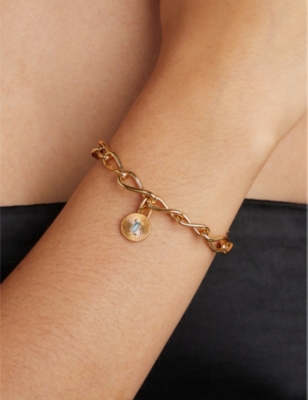 Baguette 18ct yellow gold-plated recycled sterling-silver and topaz charm