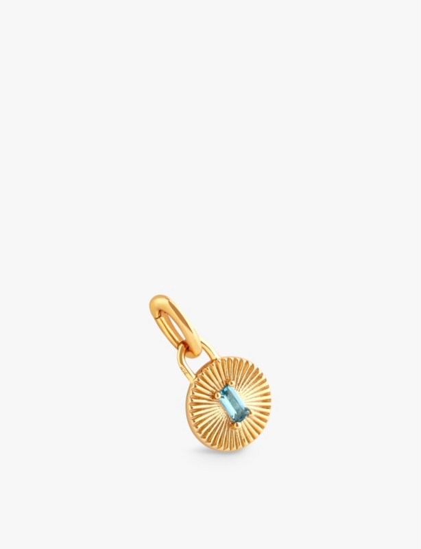 Baguette 18ct yellow gold-plated recycled sterling-silver and topaz charm