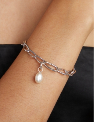 Astrid & Miyu Womens Pearl Talisman  Rhodium-plated Recycled Sterling-silver And Freshwater-pearl Charm In Silver