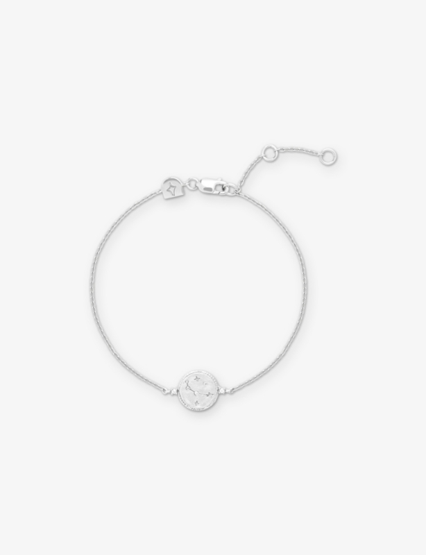Zodiac Aries Rhodium-Plated Sterling-Silver and Cubic Zirconia Pendant Bracelet