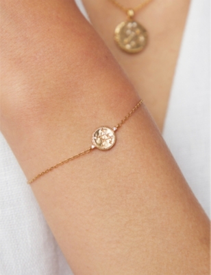 ASTRID & MIYU: Virgo Zodiac 18ct Yellow Gold-Plated Sterling-Silver and Cubic Zirconia Pendant Bracelet