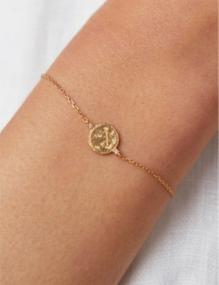 Astrid & Miyu Womens Libra Zodiac 18ct Yellow Gold-plated Sterling-silver And Cubic Zirconia Pendant Bracelet In Gold