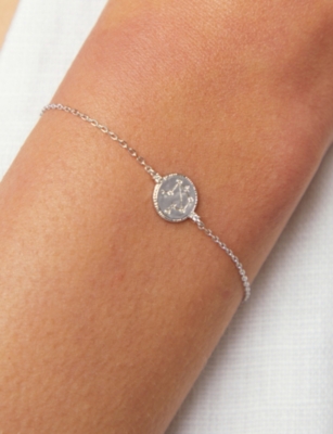 ASTRID & MIYU: Libra Zodiac Rhodium-Plated Sterling Silver and Cubic Zirconia Pendant Bracelet