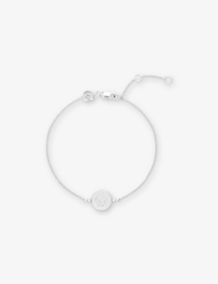 ASTRID & MIYU: Libra Zodiac Rhodium-Plated Sterling Silver and Cubic Zirconia Pendant Bracelet