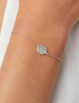 Astrid & Miyu Womens Taurus Zodiac Rhodium-plated Sterling Silver And Cubic Zirconia Pendant Bracelet In Silver