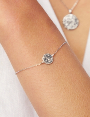 ASTRID & MIYU: Cancer Zodiac Rhodium-Plated Sterling Silver and Cubic Zirconia Pendant Bracelet