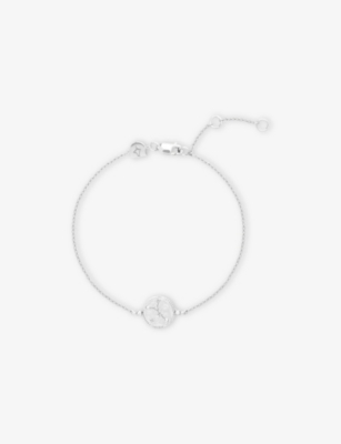 ASTRID & MIYU: Cancer Zodiac Rhodium-Plated Sterling Silver and Cubic Zirconia Pendant Bracelet