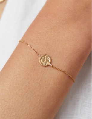 Astrid & Miyu Womens Sagittarius Zodiac 18ct Yellow Gold-plated Sterling-silver And Cubic Zirconia Pendant Bracele In Gold