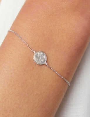 ASTRID & MIYU: Sagittarius Zodiac Rhodium-Plated Sterling Silver and Cubic Zirconia Pendant Bracelet