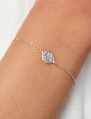 Astrid & Miyu Womens Aquarius Zodiac Rhodium-plated Sterling Silver And Cubic Zirconia Pendant Bracelet In Silver