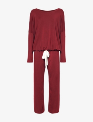 Eberjey Womens  Gisele Slouchy Stretch-jersey Pyjama Set In Cabernet/ivory