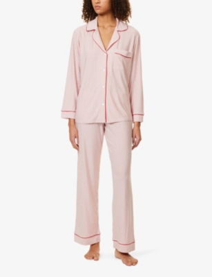 EBERJEY WOMENS DUO STRIPE HAUTE GISELE GRAPHIC-PATTERN STRETCH-JERSEY PYJAMA SET 