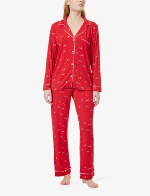 Shop Eberjey Womens Winter Wonderland Haute Gisele Graphic-pattern Stretch-jersey Pyjama Set