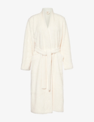 Eberjey Womens Ivory Brushed-fleece Long Robe In Ivory