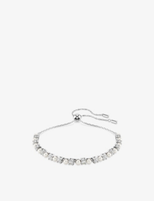 Swarovski Womens  Matrix Rhodium-plated And Crystal Bracelet In White