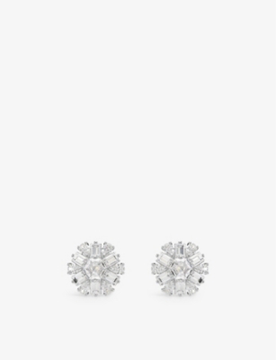 SWAROVSKI: Idyllia rhodium-plated and zirconia stud earrings