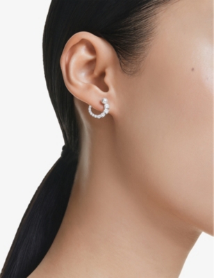 SWAROVSKI: Matrix Circle rhodium-plated, crystal-pearl and zirconia hoop earrings