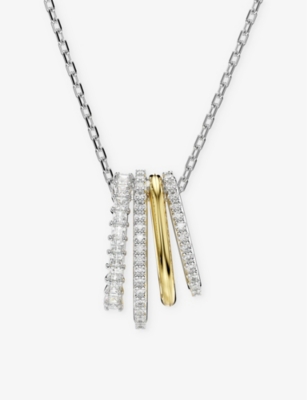 SWAROVSKI: Hyperbola yellow gold-tone and rhodium-plated zirconia pendant necklace