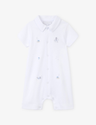 THE LITTLE WHITE COMPANY: Beach Friends Animal-Embroidered Cotton Romper Newborn - 24 Months
