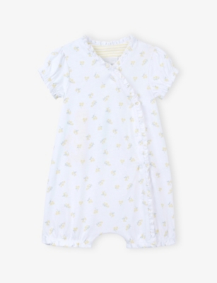 THE LITTLE WHITE COMPANY: Ditsy-Print Frilled-Trim Cotton Romper Newborn - 24 Months