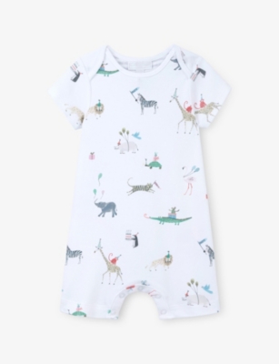 THE LITTLE WHITE COMPANY: Party Animals Animal-Print Cotton Romper Newborn - 24 Months