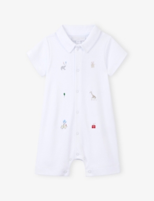 THE LITTLE WHITE COMPANY: Party Animals Animal-Embroidered Cotton Romper Newborn - 24 Months
