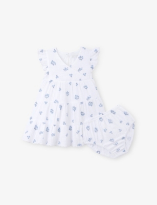 THE LITTLE WHITE COMPANY: Elodie Floral-Print Cotton Dress and Bloomers Set 0-18 Months