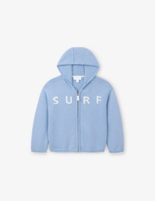 THE LITTLE WHITE COMPANY: Surf-Intarsia Zip-Up Cotton-Knit Hoody 24 Months – 6 Years